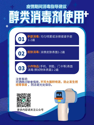 医疗健康蓝色大气清新疫情期间消毒套图海报