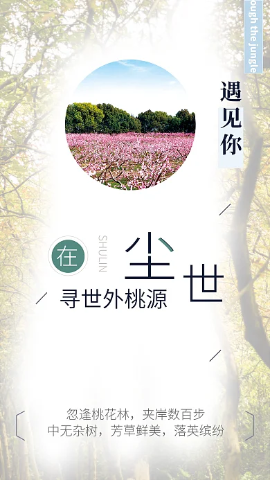 简约小清新遇见你寻世外桃源树林海报