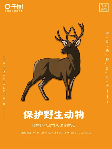 保护野生动物简约海报