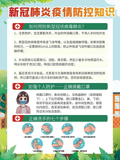 疫情防疫注意防护洗脸宣传系列海报