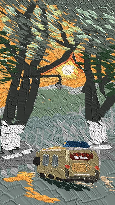 手绘油画风风景图