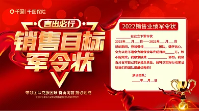 保险团队销售目标军令状展板