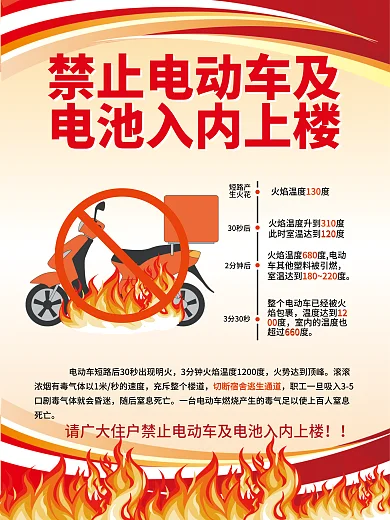 电动车自行车火势达到社区宣传