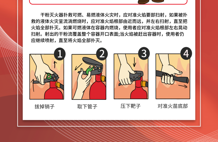 簡約消防安全使用前拔下保險(xiǎn)銷內(nèi)容宣傳海報(bào)