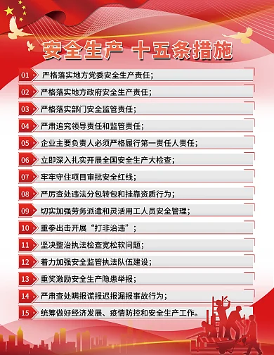 安全生产打非治违01措施党建海报喷绘金红工厂