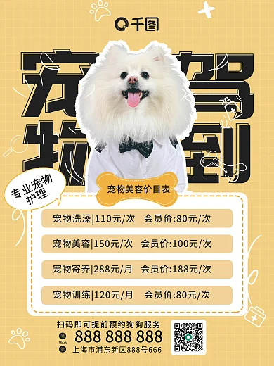 宠物门店0536专业宠物价目表海报