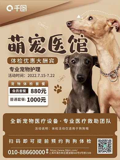 简约宠物医院萌宠医馆活动时间套餐优惠促销活动海报