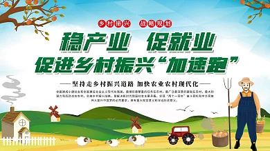 稳产业乡村振兴实现促进乡村振兴加速跑党建展板