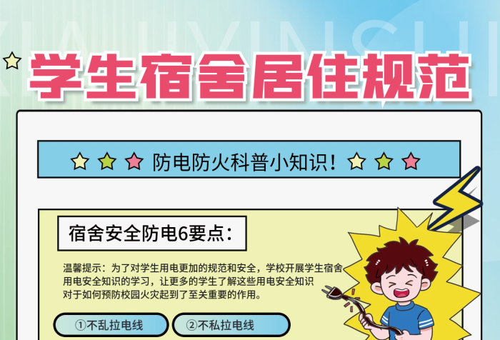 學(xué)生宿舍居住防火注意也禁止吸煙規(guī)范條例海報(bào)