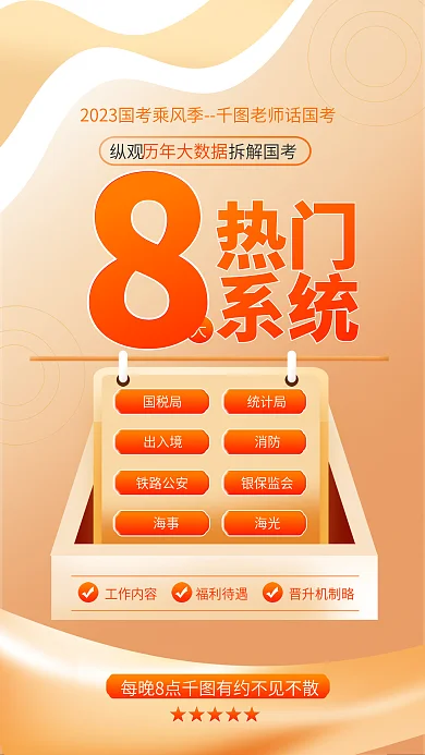 简约风热门系统公职国考热门系统拆解海报