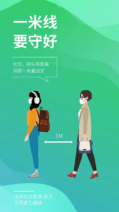 医疗健康1M一米线提醒安全系列海报