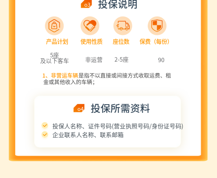暖色調(diào)駕駕乘人員一路平安車險產(chǎn)品方案營銷信息長圖