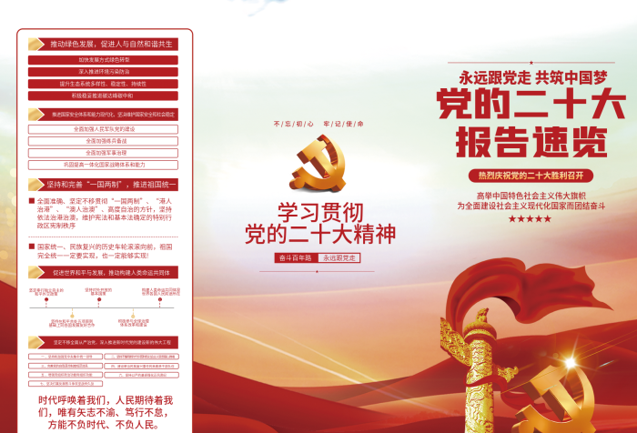 紅色黨全面準(zhǔn)二十大報(bào)告解讀三折頁(yè)宣傳單