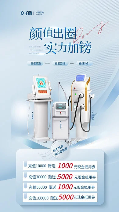 清新简约超声炮超皮秒膨胀金全屏海报