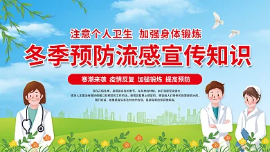 冬季预防我们知道流感小常识流感展板