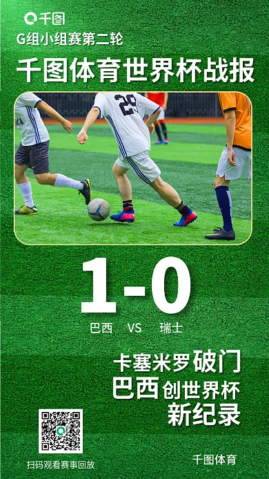 简约风卡塞米罗创世界杯相关物料单场战报海报