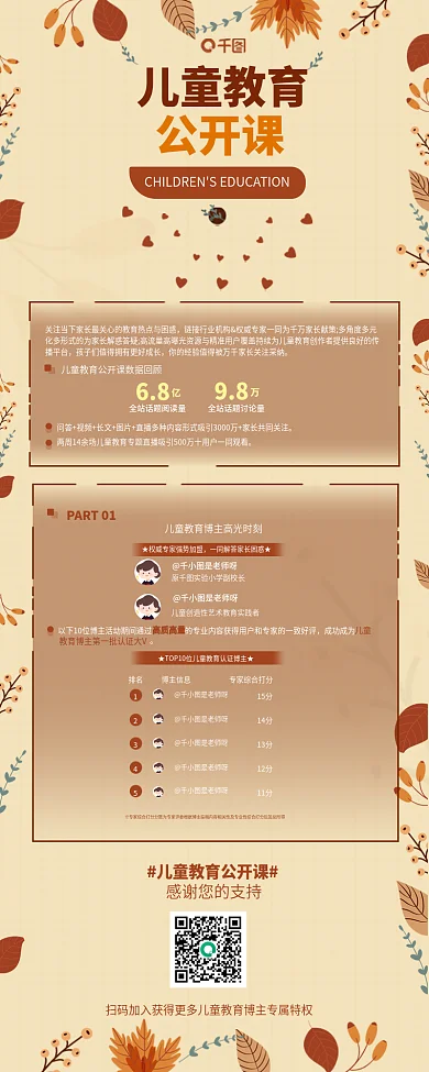 网课教育儿童教育播平台儿童教育公开课信息长图