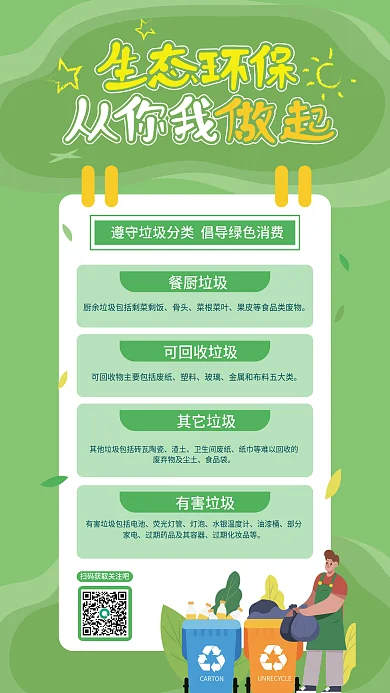 绿色生态环保餐厨垃圾骨头海报