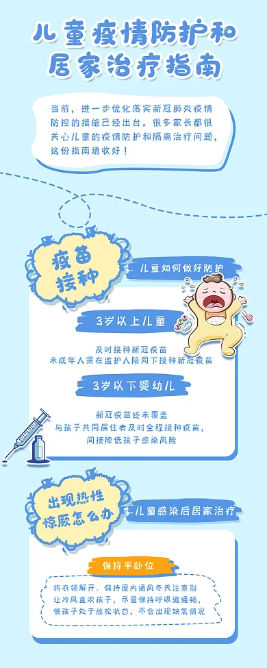 儿童疫情当前疫苗隔离治疗健康信息长图