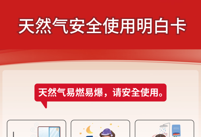 天然氣安全請(qǐng)安全使用明火做飯明白卡海報(bào)簡(jiǎn)約科普