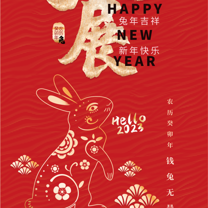 2023年春節(jié)錢兔無量Hello微信新媒體拜年海報