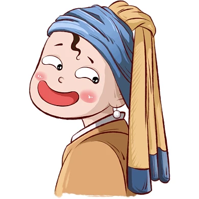 手绘恶搞名画带珍珠耳环的少女表情包