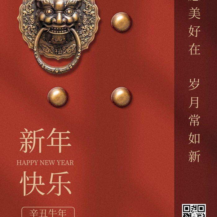 春節(jié)過年梅花橘紅色簡(jiǎn)約中國(guó)風(fēng)海報(bào)
