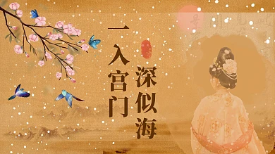 古风视频封面花 鸟人雪黄棕色中国风古风视频封面