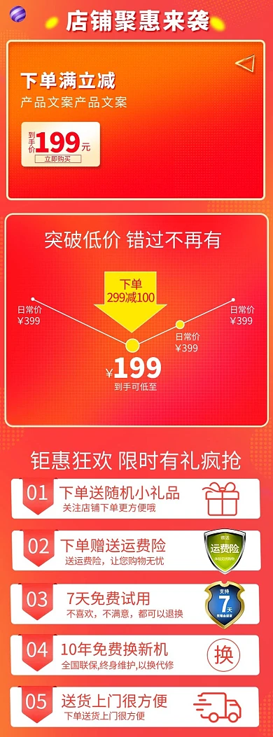 通用关联销售价格曲线橙色渐变电商详情页关联页