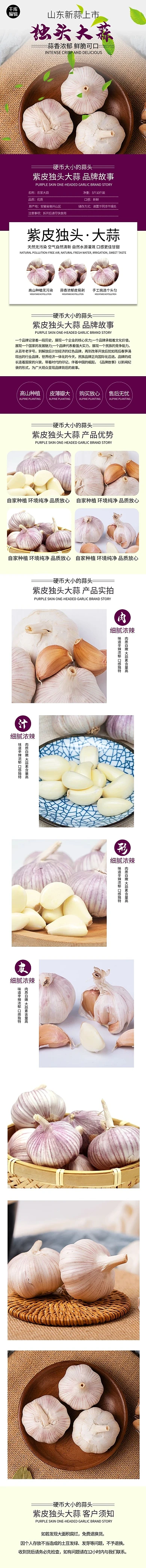 蔬菜紫皮大蒜紫色简约风电商详情页