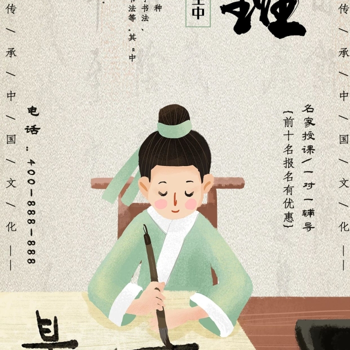 中國(guó)書(shū)法興趣班書(shū)法班招生海報(bào)
