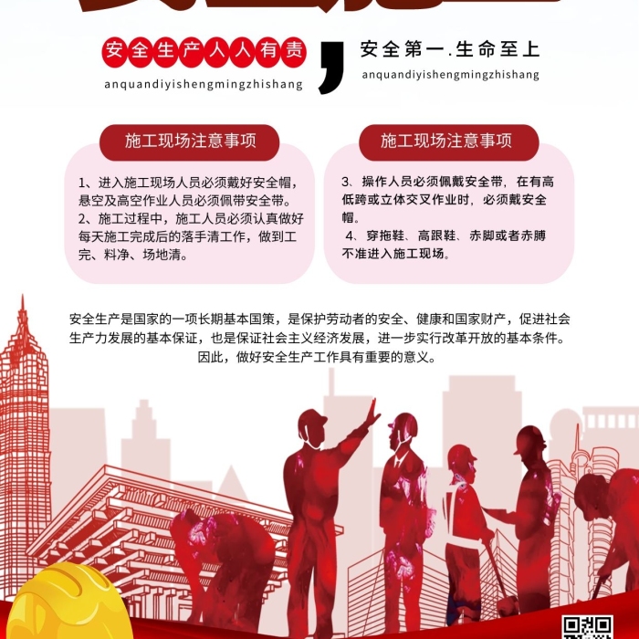 安全第一生命至上生產(chǎn)紅色簡(jiǎn)約海報(bào)
