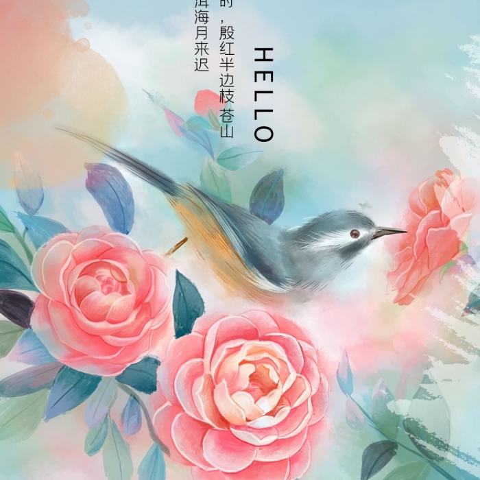插畫(huà)風(fēng)十一月花信山茶花手機(jī)海報(bào)
