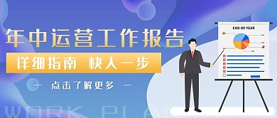 年中运营报告工作报告紫色卡通公众号首图