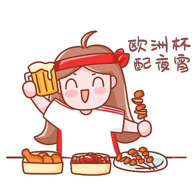 歐洲杯足球賽看球賽吃夜宵女孩