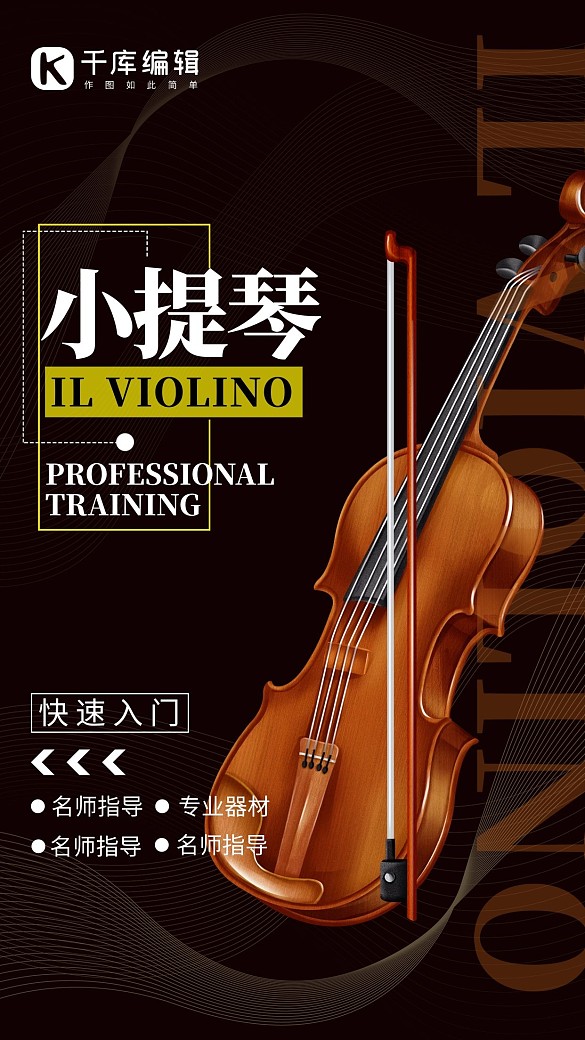 樂器培訓(xùn)小提琴黑色簡(jiǎn)約海報(bào)