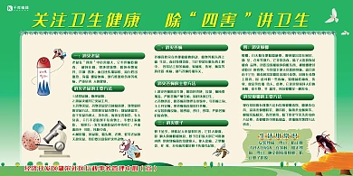 健康宣传除四害讲卫生绿色简约展架