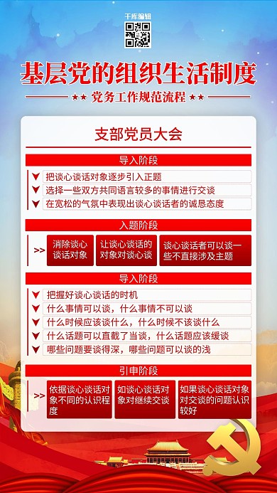 黨建制度談話工作紅色簡約海報(bào)