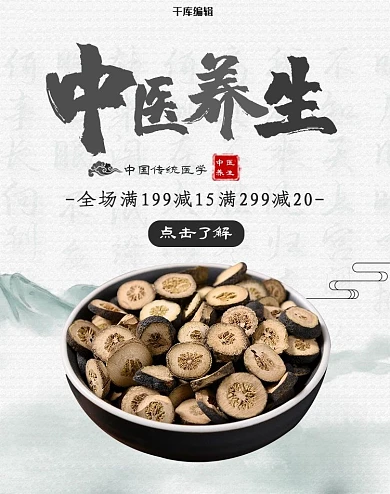 中医养生中药白色简约 古风电商banner