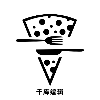 矢量图刀叉披萨简约风格logo
