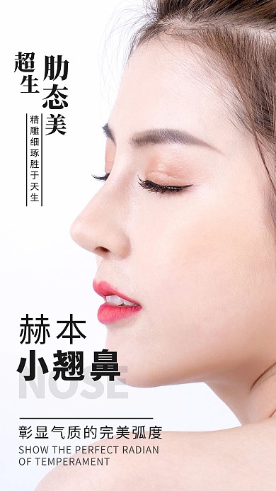 赫本小翹鼻美女白色簡約海報(bào)