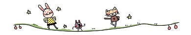 玩耍小動物分割線插畫