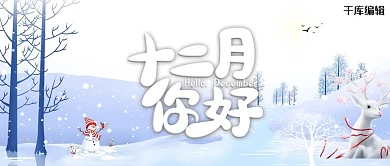 12月你好冬季白色简约公众号封面