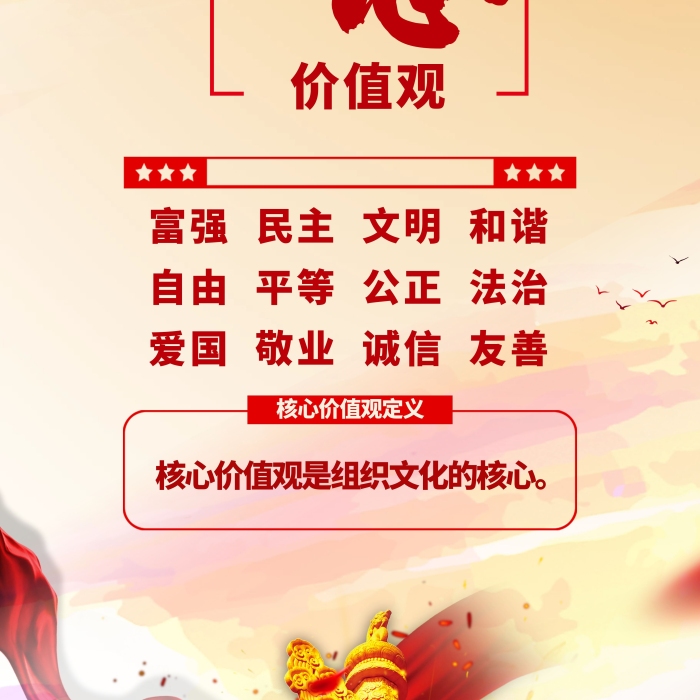 背景單位價(jià)值觀紅色黨建風(fēng)展架
