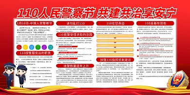 人民警察节红色简约展板