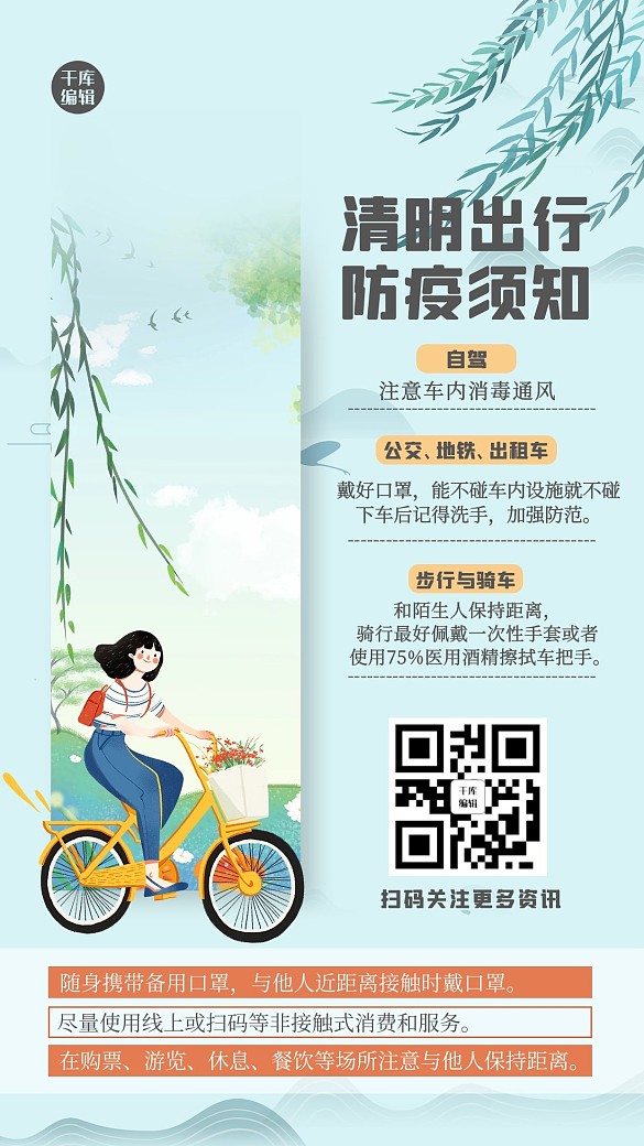 清明出行人物綠色清新海報(bào)