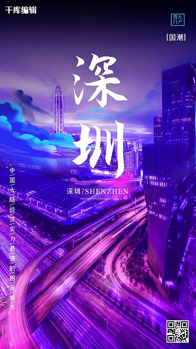 城市地標深圳街道海報