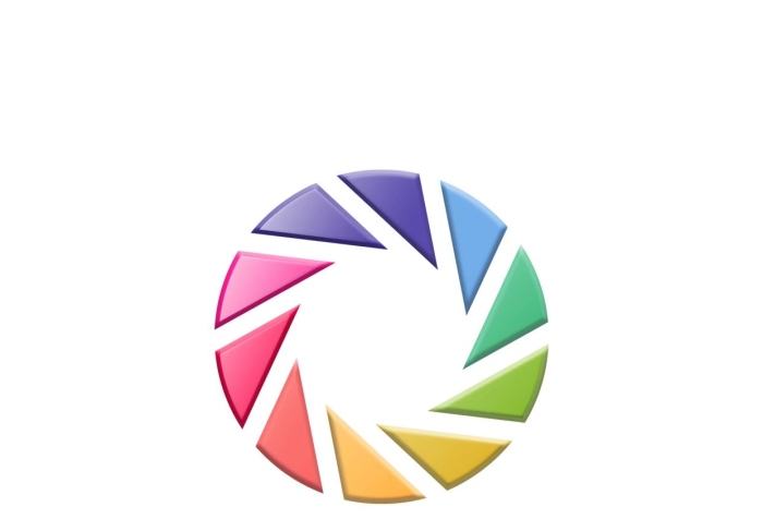 通用旋轉簡約彩色鏡頭LOGO
