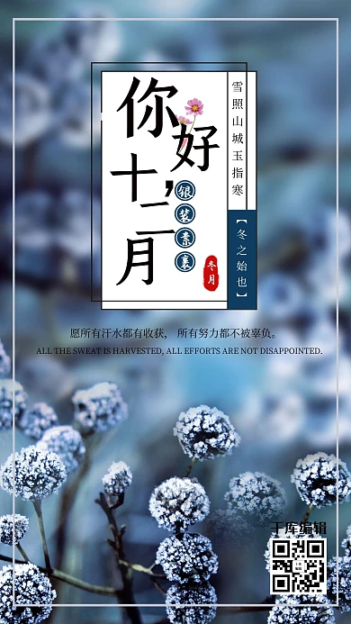 简约创意唯美摄影你好12月问候海报