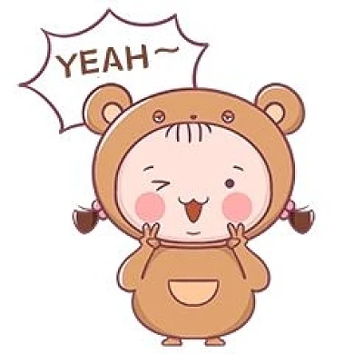 千库编辑原创元素穿小熊套装的小女孩表情包插画元素